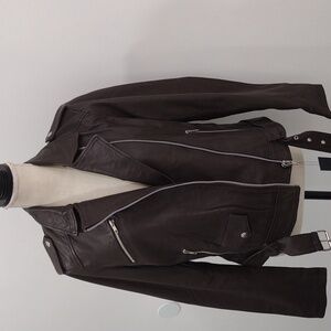 Barney's Leather Moto Jacket US12
